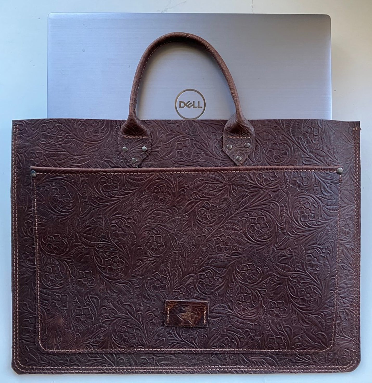 Laptop Sleeve with Handles Flower Brown