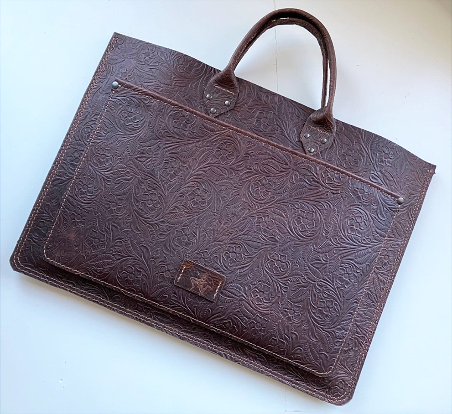 Laptop Sleeve with Handles Flower Brown