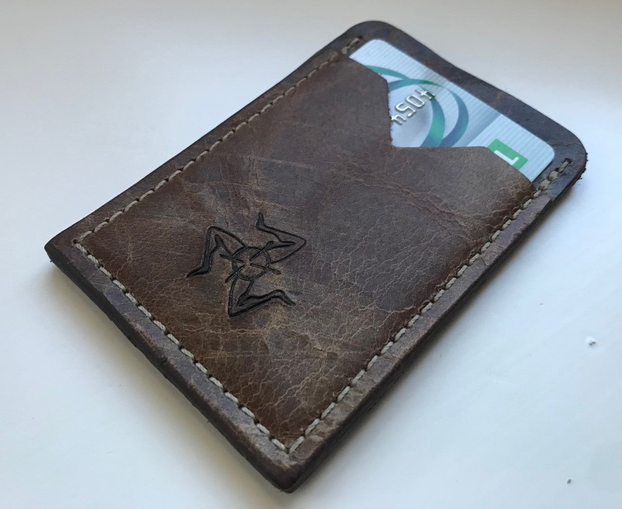 Minimal Vertical Wallet Marble Tan