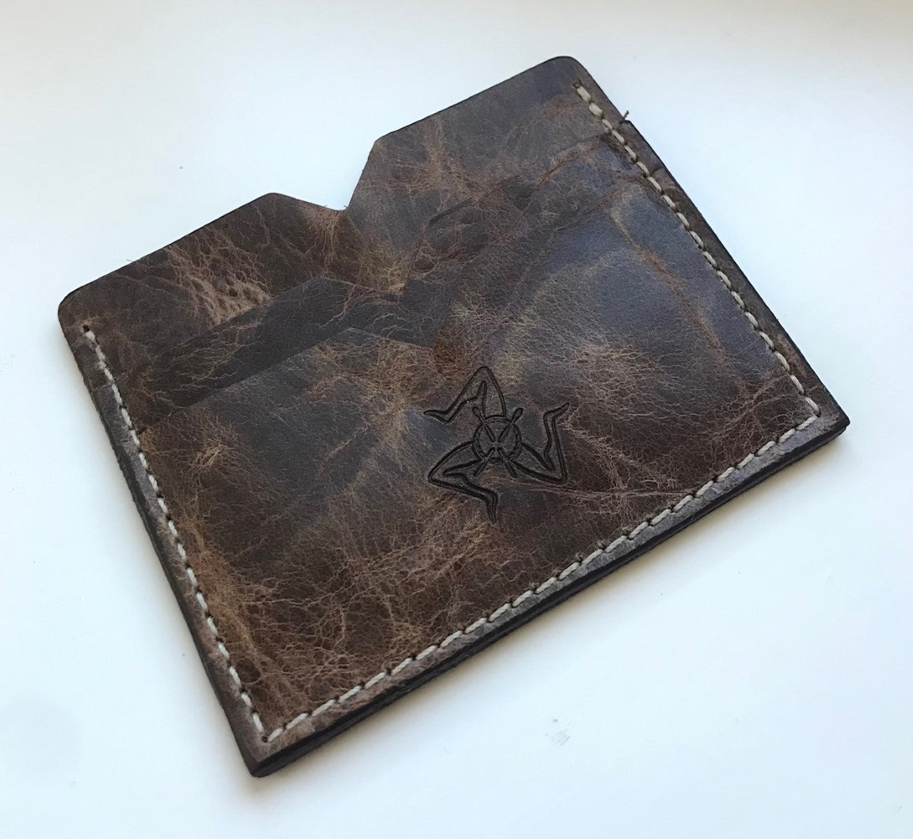 Horizontal Money Card Case Marble Tan