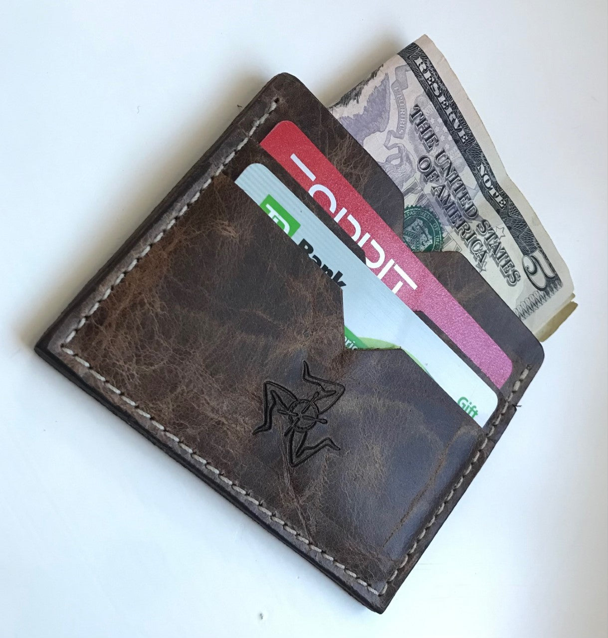 Horizontal Money Card Case Marble Tan